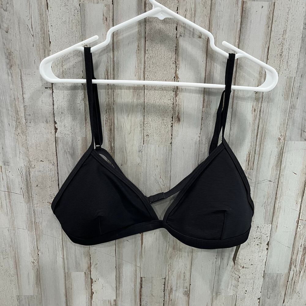 New! JCrew Black Ribbed Triangle Bikini Top Womens Size 3X BH483